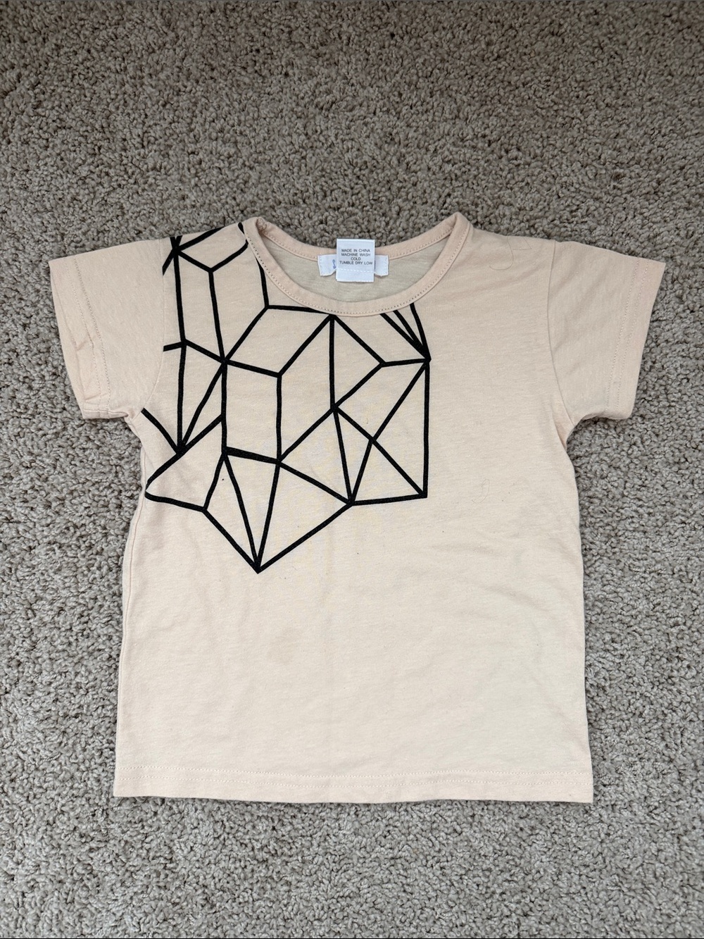 Scout & Adler Kids Beige Graphic Tee with Geometric Print